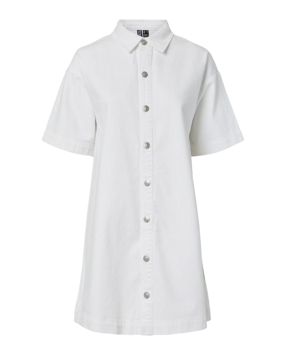 Vestido Camiseiro de Ganga Branco-5