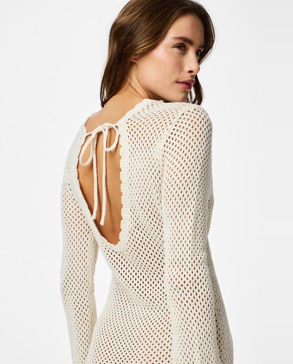 Vestido de Crochet Curto Cru-6