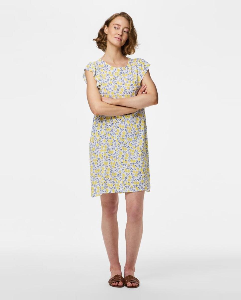 Imagen 0 de Vestido corto de estampado de limones de mujer Amarillo
