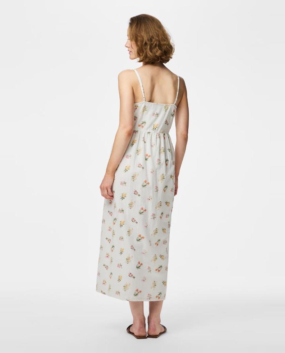Vestido Comprido de Alças com Estampado Floral Branco-2