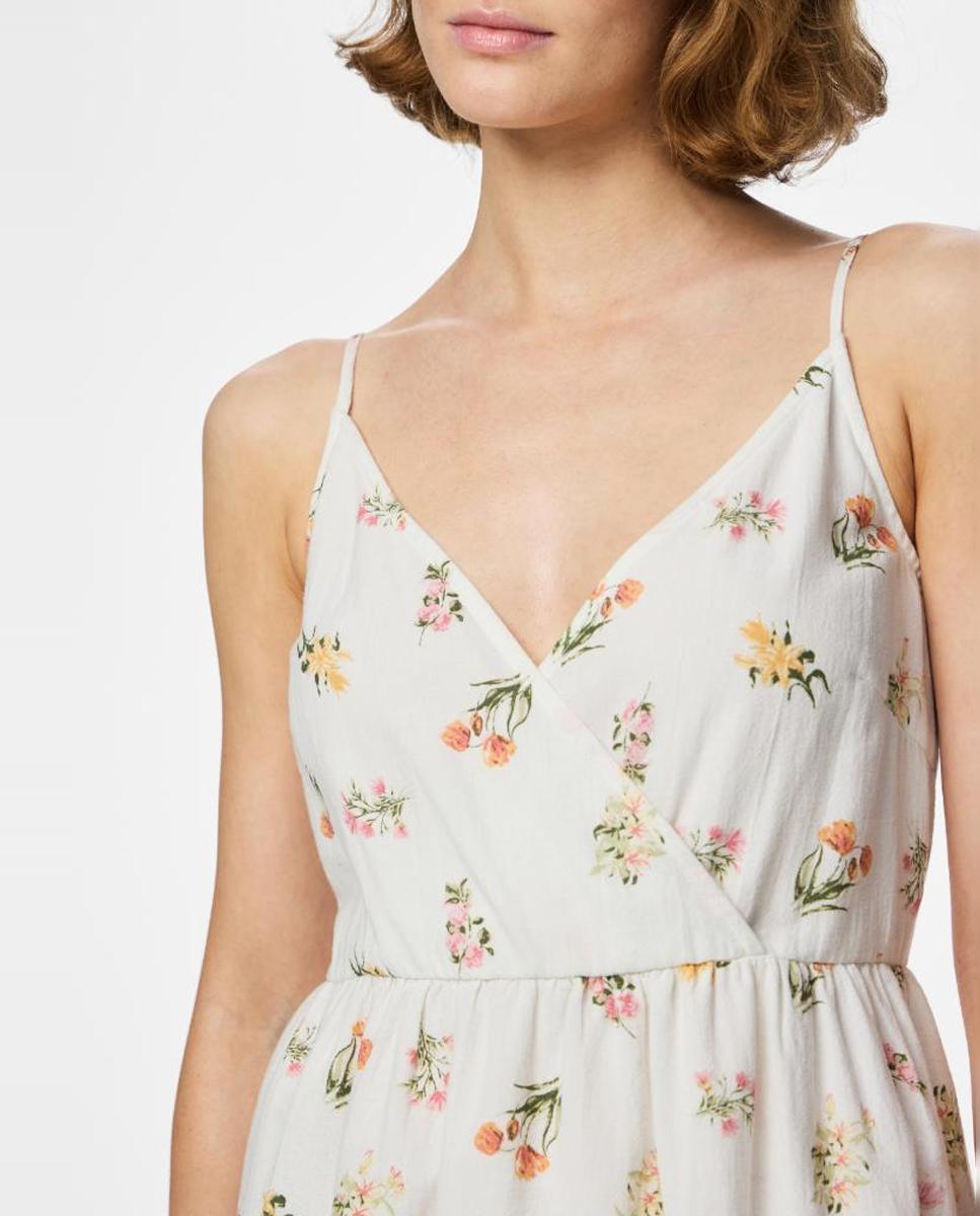 Vestido Comprido de Alças com Estampado Floral Branco-4
