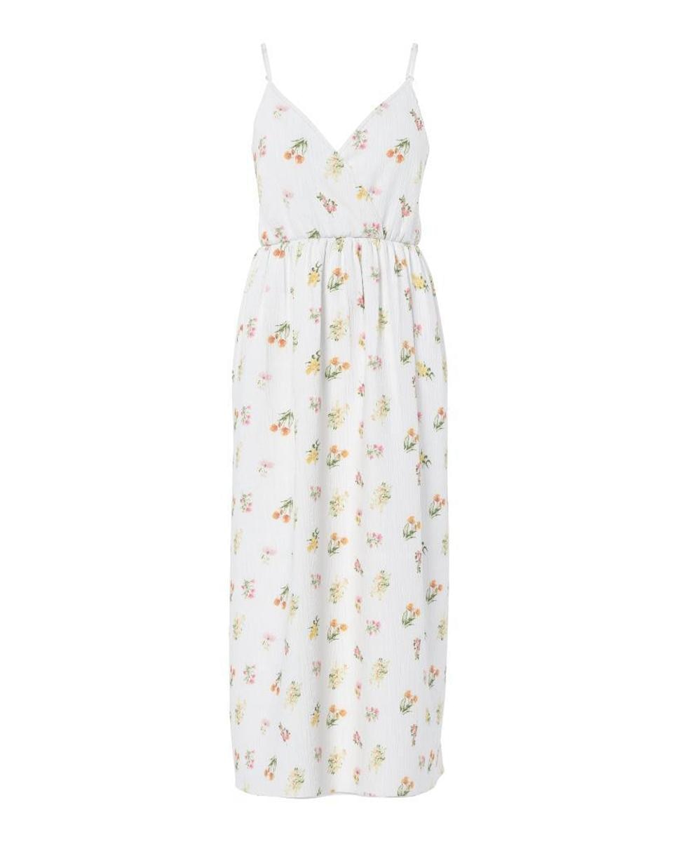 Vestido Comprido de Alças com Estampado Floral Branco-5