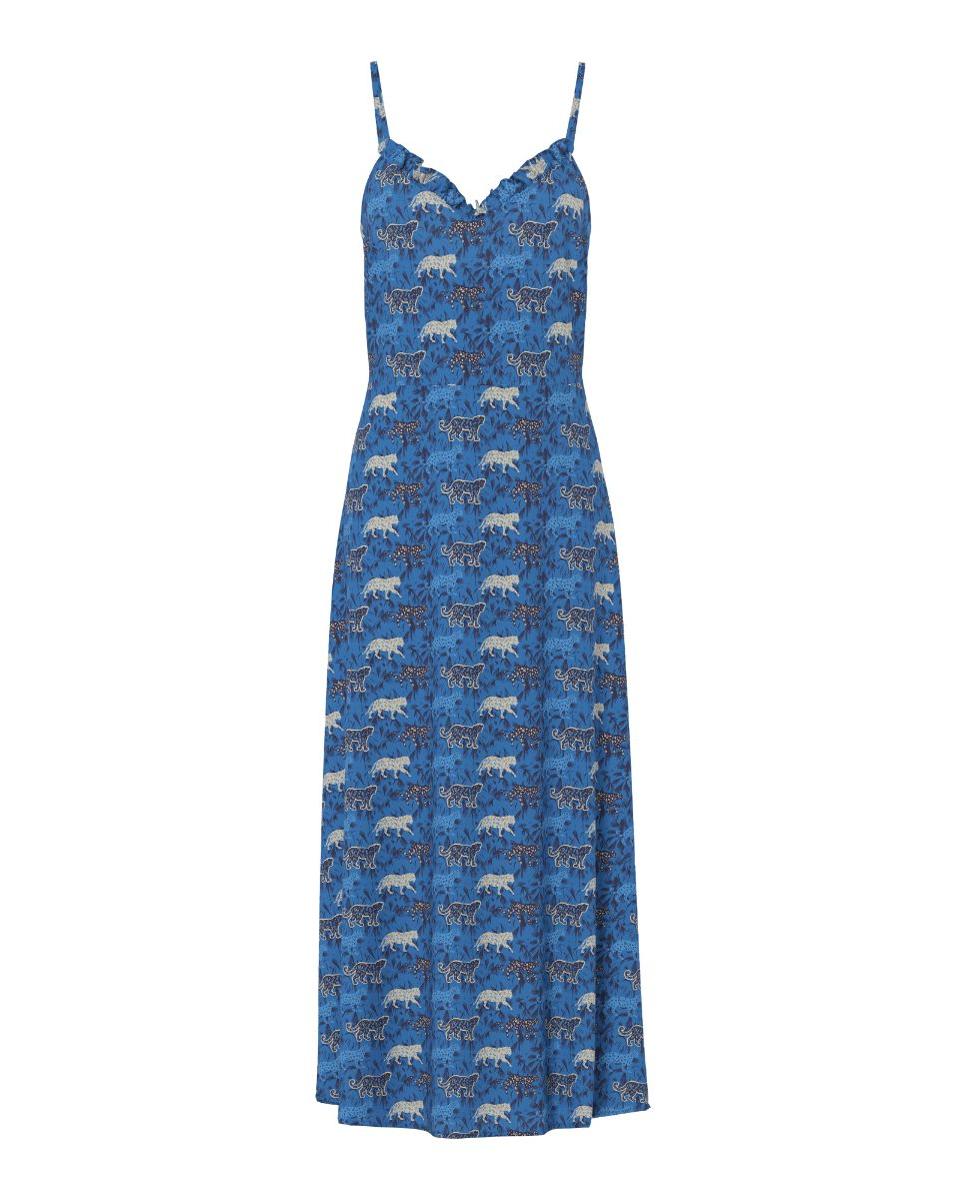 Imagem 0 de Vestido Comprido às Bolinhas com Alças e Decote em Bico