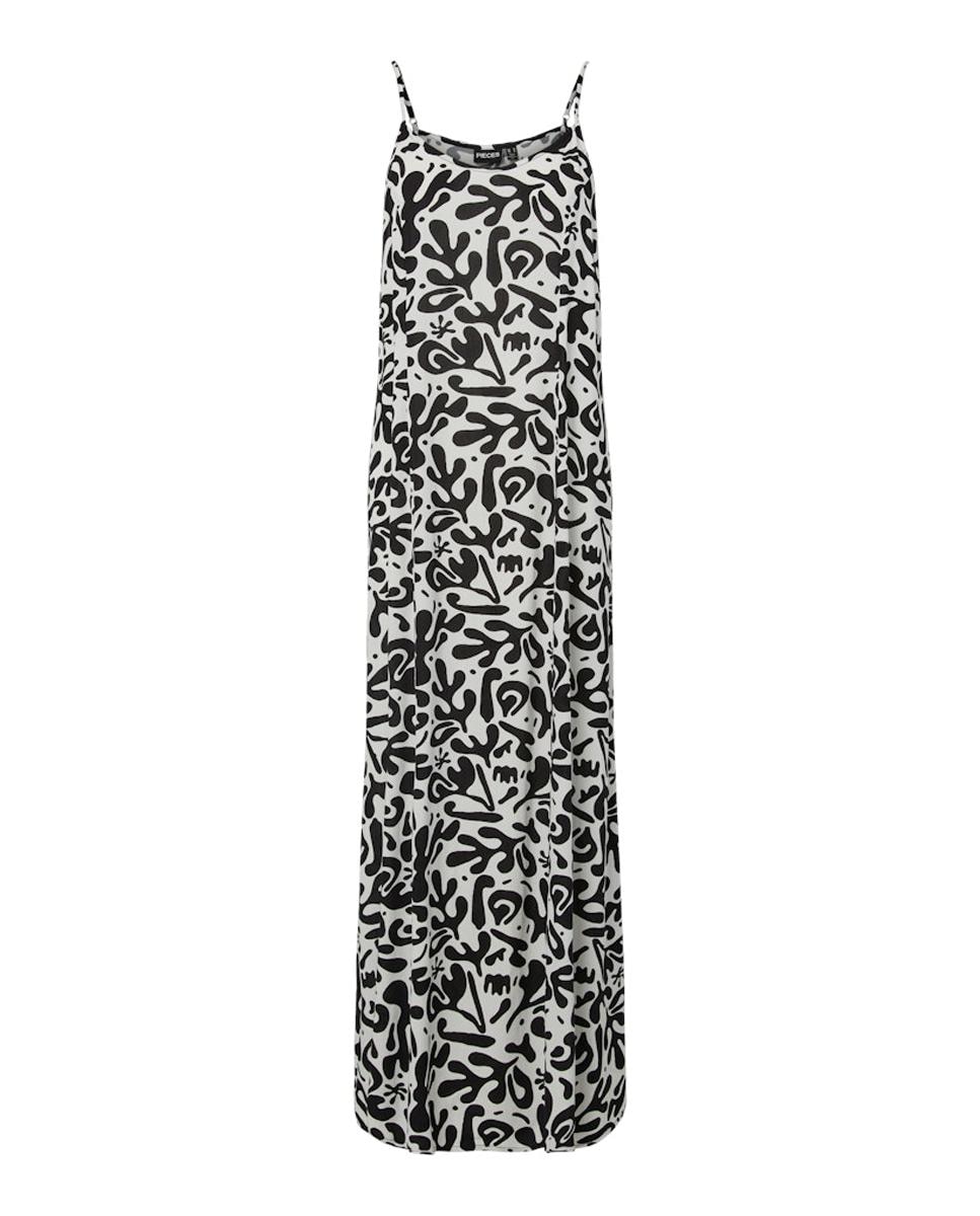 Vestido Comprido de Alças com Animal Print de Leopardo Preto-5