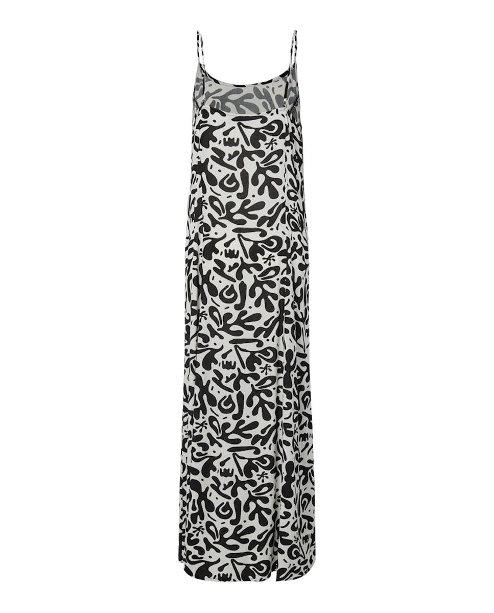 Vestido Comprido de Alças com Animal Print de Leopardo Preto-6