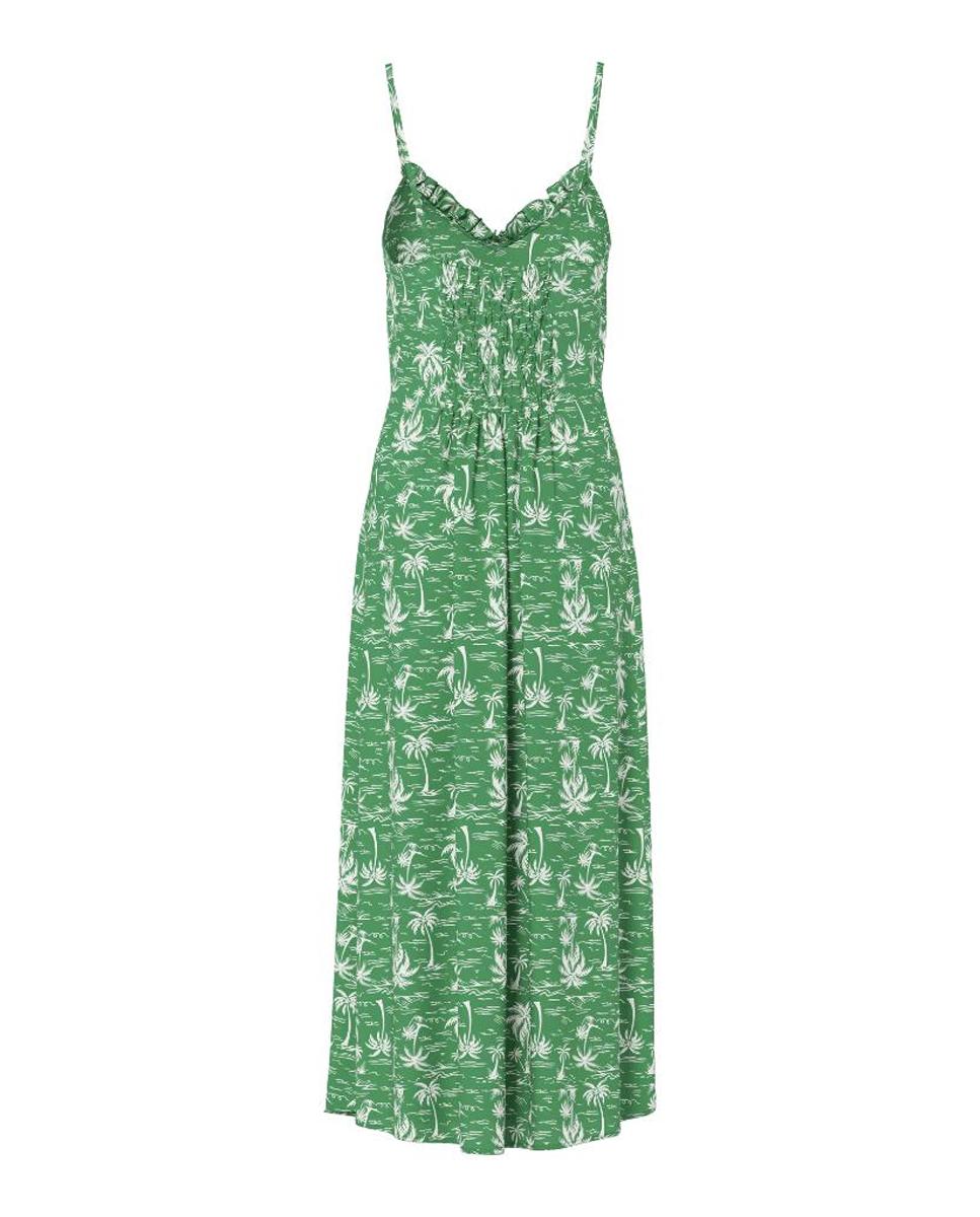 Vestido Comprido de Alças com Decote em Bico Verde-6
