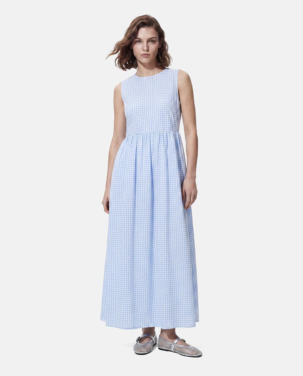 Imagem 0 de Vestido pelo Tornozelo aos Quadrados Vichy sem Mangas.