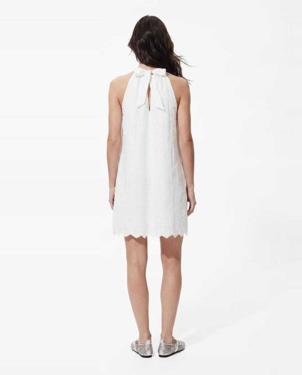Vestido Curto sem Mangas e com Decote Halter Branco-2