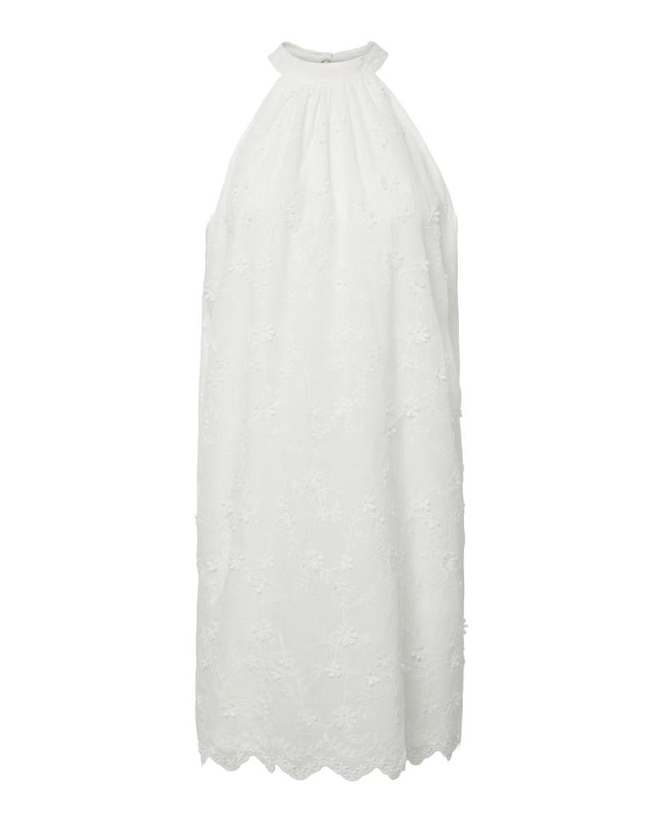 Vestido Curto sem Mangas e com Decote Halter Branco-5