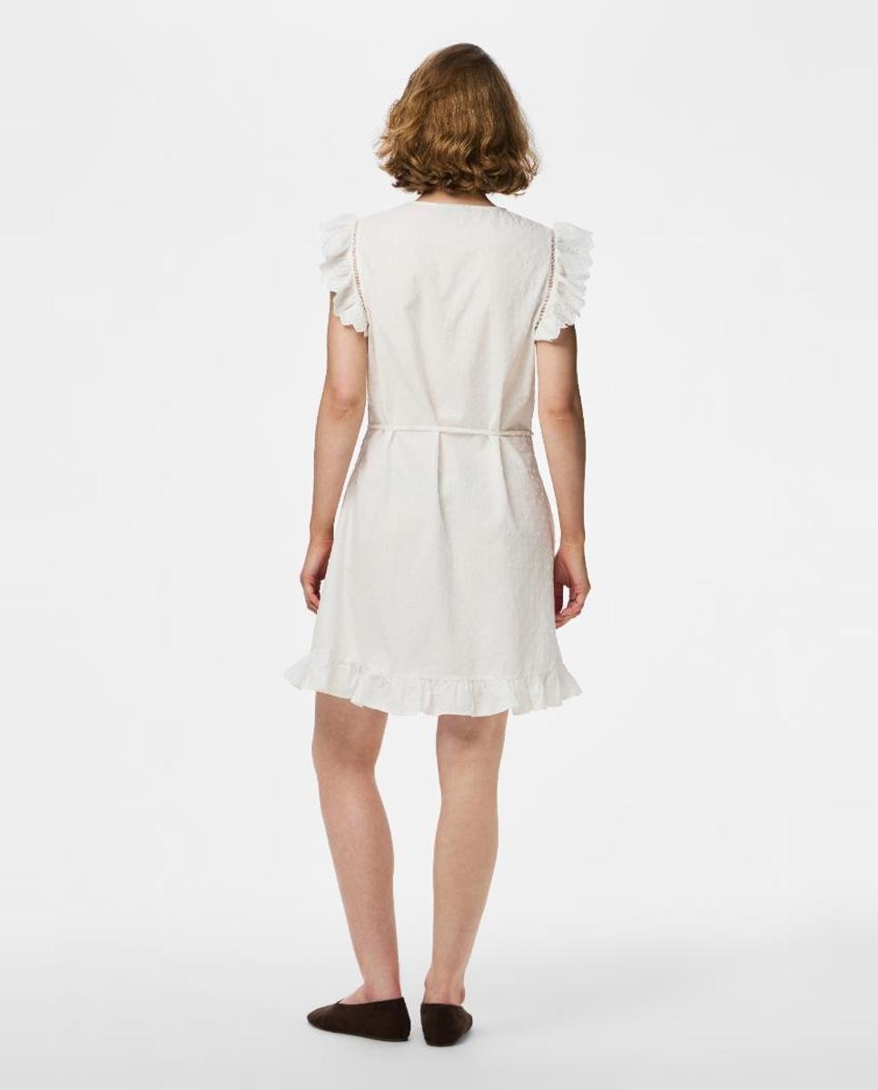 Vestido Curto sem Mangas e com Decote Redondo Branco-2