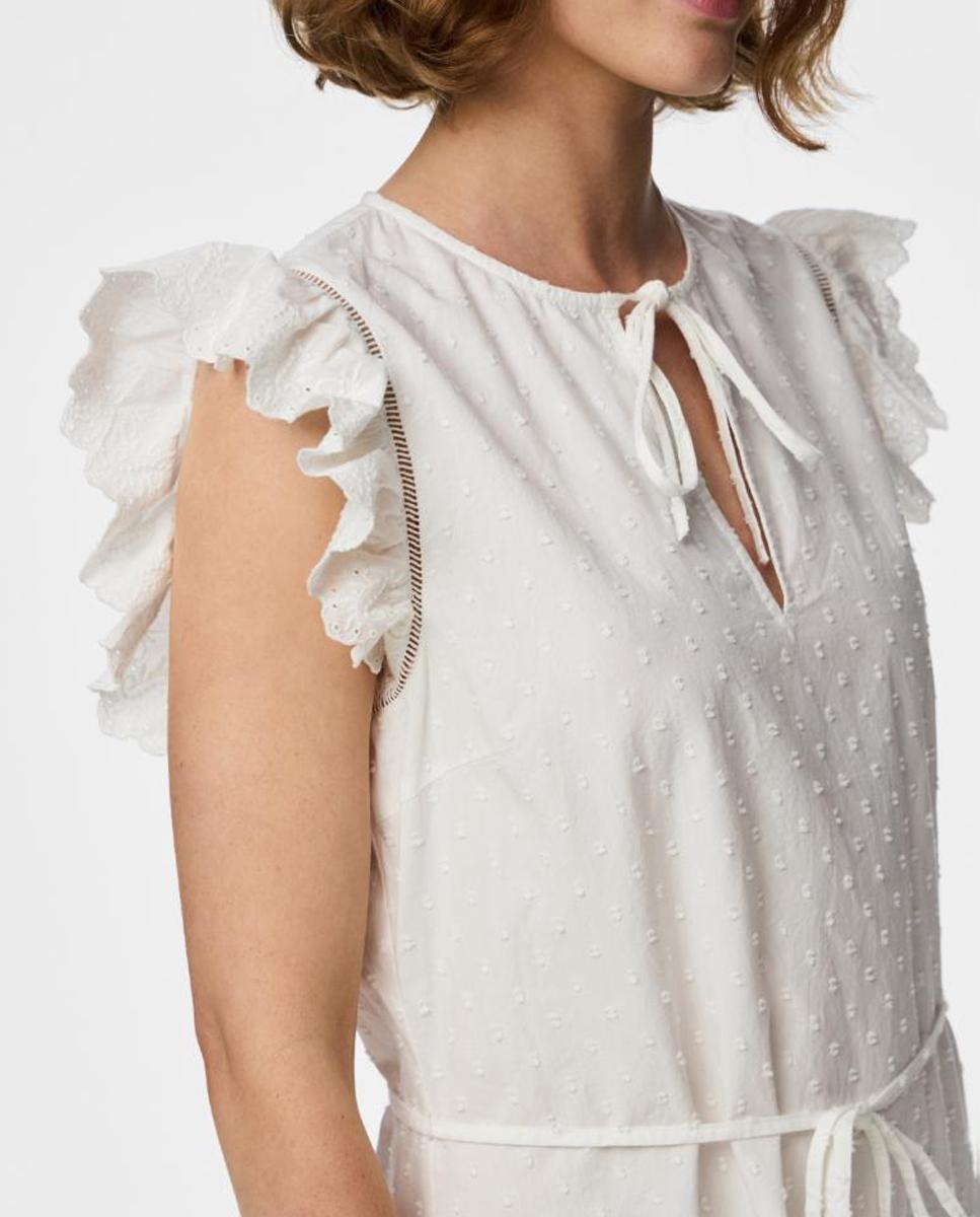 Vestido Curto sem Mangas e com Decote Redondo Branco-4
