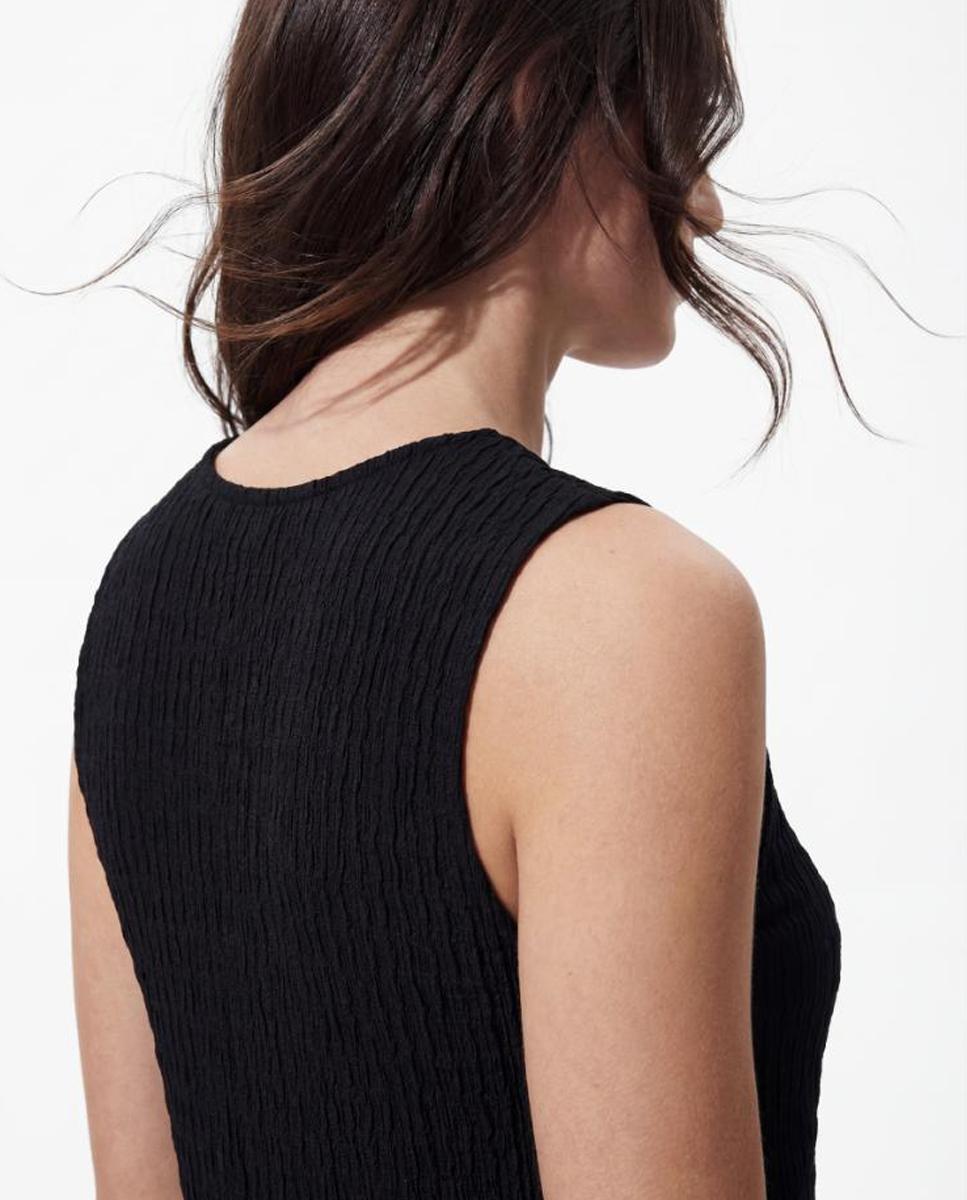 Vestido de mujer largo sin mangas con cuello redondo. - Pieces - Negro Negro-4