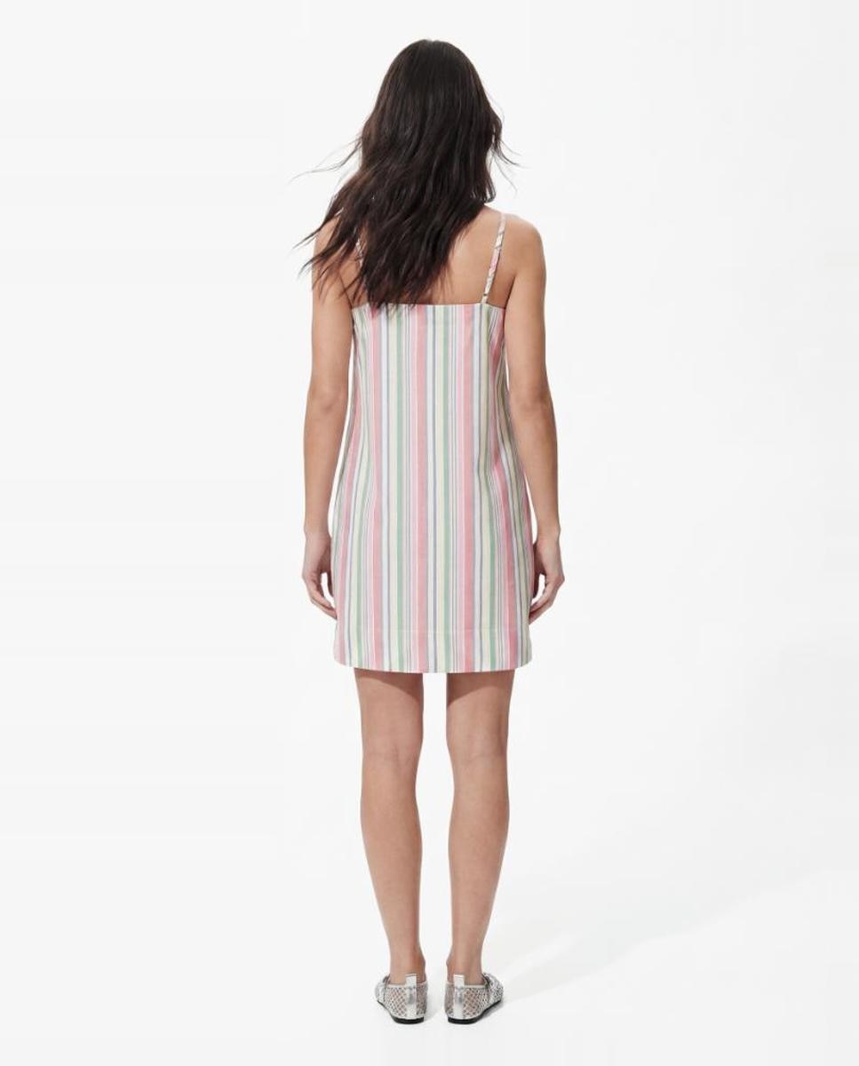 Vestido de Ganga Curto às Riscas com Alças Multicolor-2