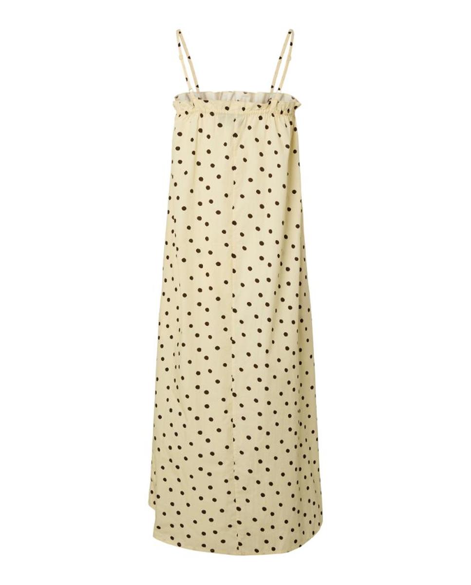 Vestido às Bolinhas com Decote Quadrado e Alças Finas Amarelo-6