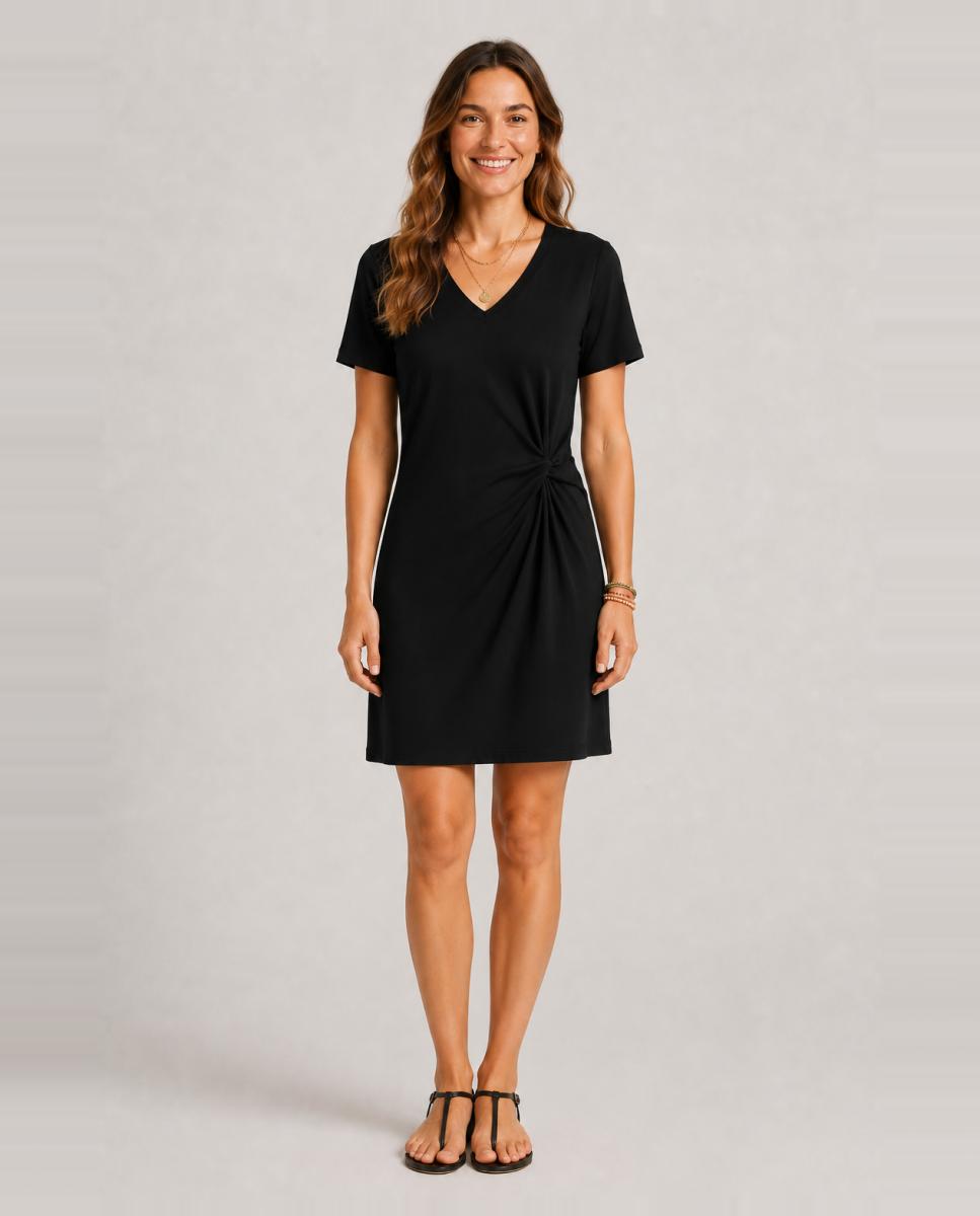 Imagen 0 de Vestido corto de manga corta de mujer Negro