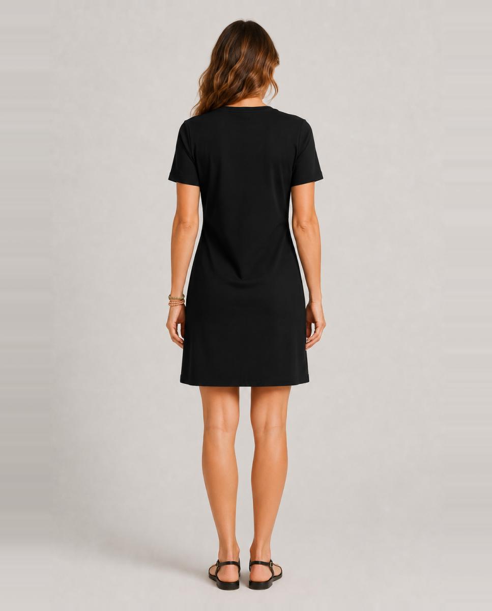 Vestido corto de manga corta de mujer - Pieces - Negro Negro-2