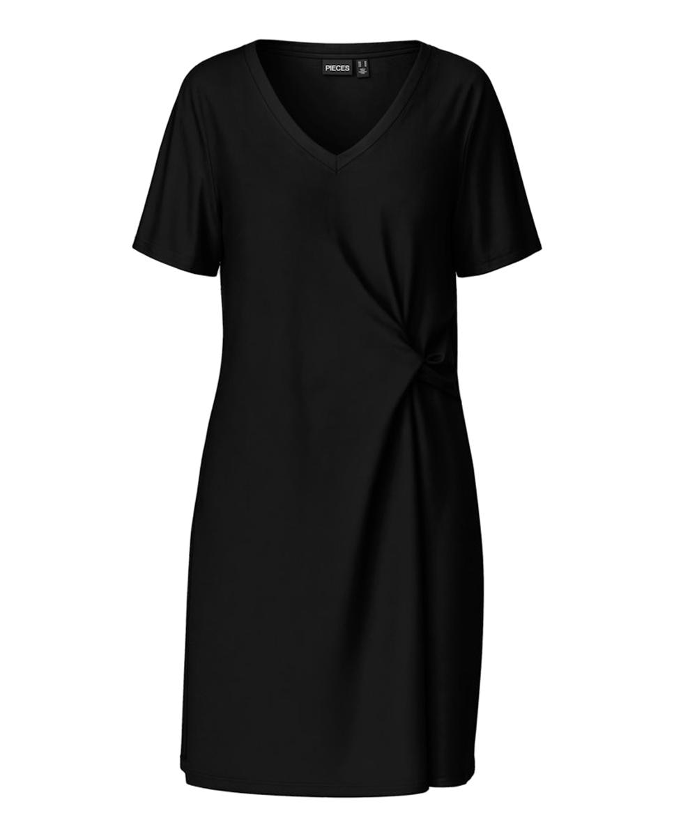 Vestido corto de manga corta de mujer - Pieces - Negro Negro-5