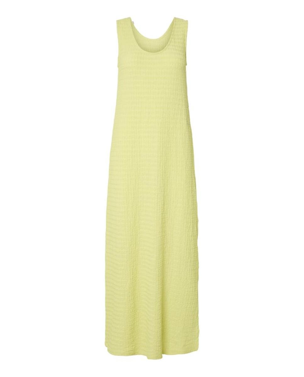 Vestido Comprido sem Mangas com Decote Redondo Amarelo-5