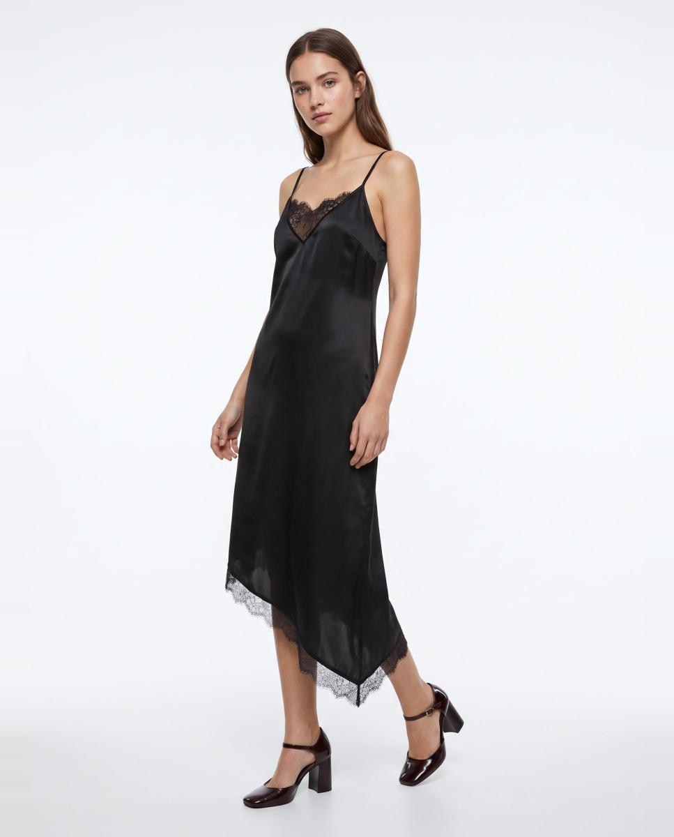 Vestido lencero de mujer - Pieces - Negro Negro-1