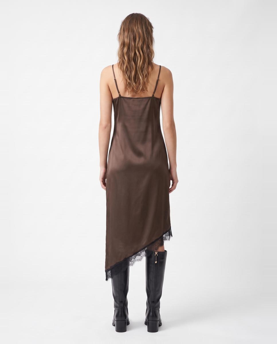 Vestido lencero de mujer - Pieces - Marrón oscuro Marrón oscuro-2