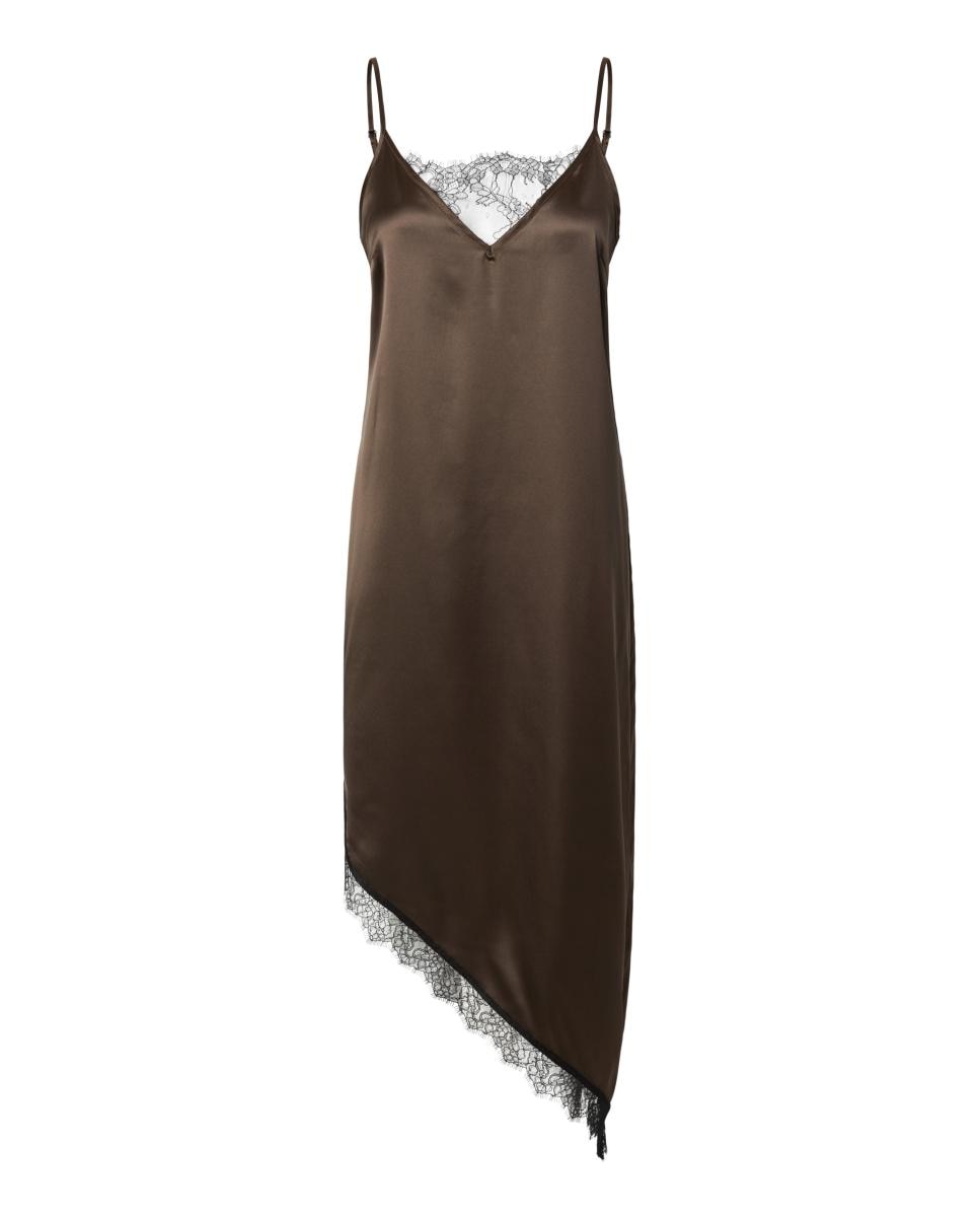 Vestido lencero de mujer - Pieces - Marrón oscuro Marrón oscuro-5