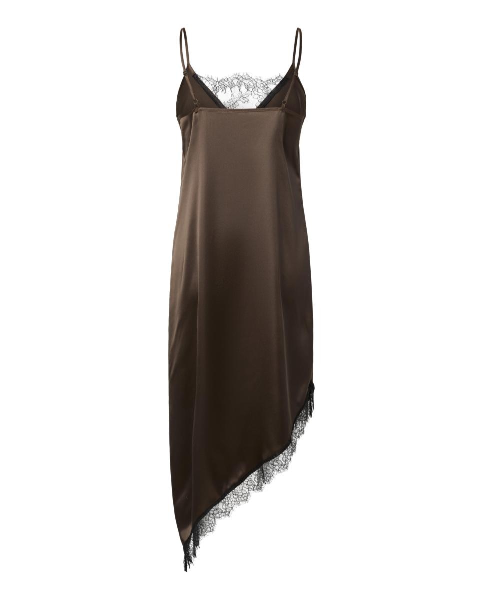 Vestido lencero de mujer - Pieces - Marrón oscuro Marrón oscuro-6