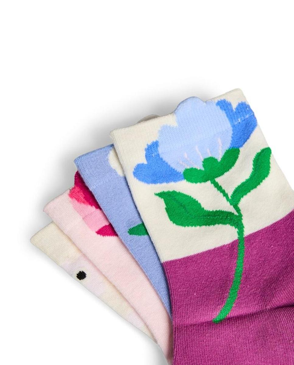 Pack de Meias com Estampado Floral Multicolor-3