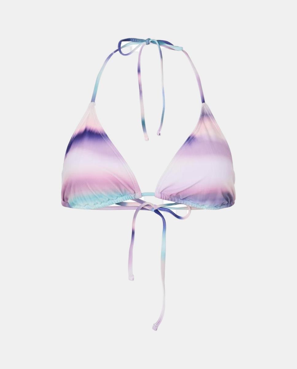 Top bikini con tirantes ajustables y estampado de lunares de mujer - Pieces - Azul claro Azul claro-5