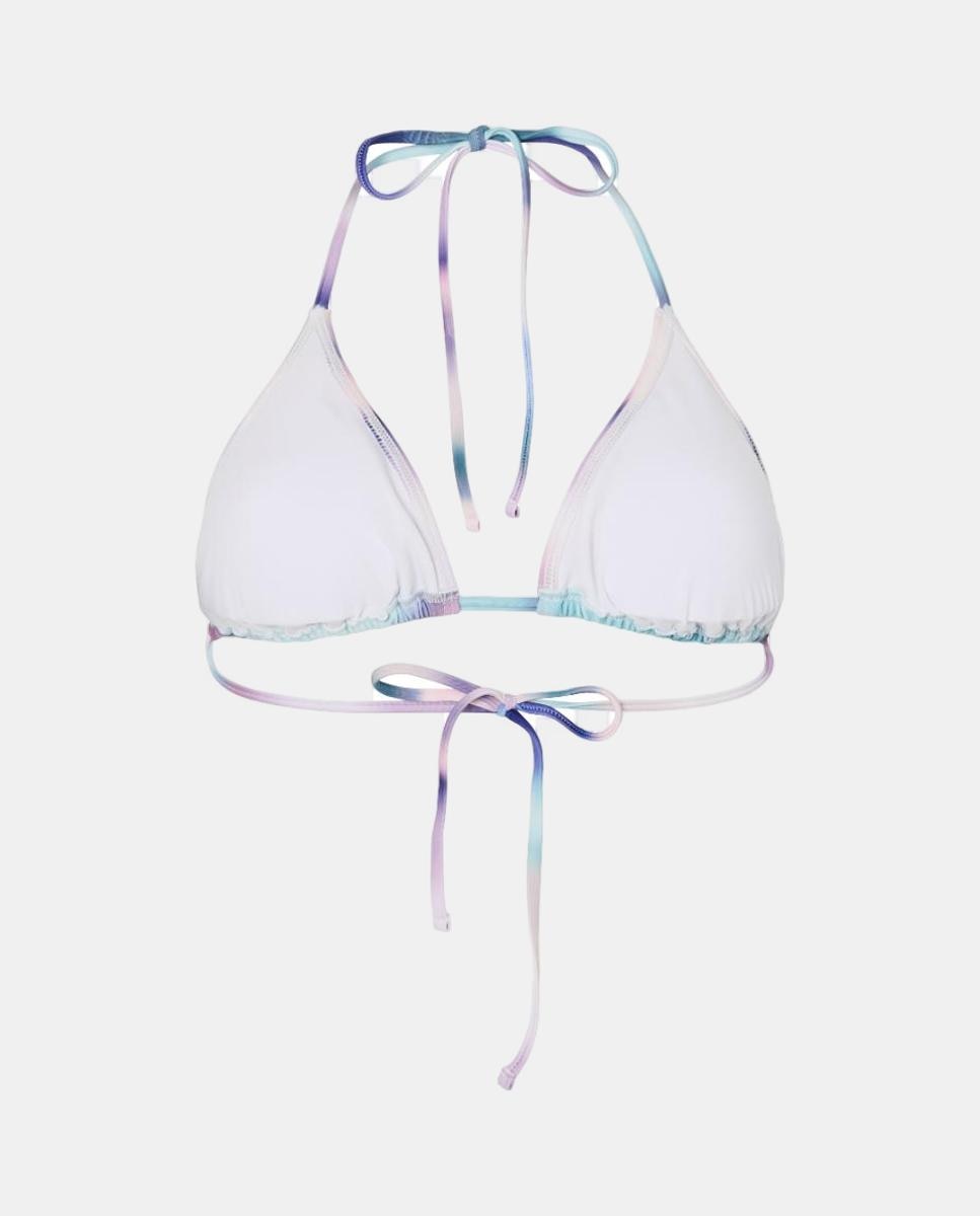 Top bikini con tirantes ajustables y estampado de lunares de mujer - Pieces - Azul claro Azul claro-6