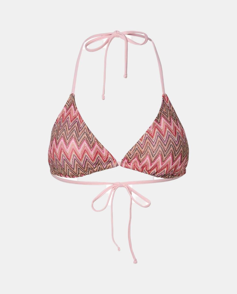 Biquíni Triangular de Crochet Rosa-5