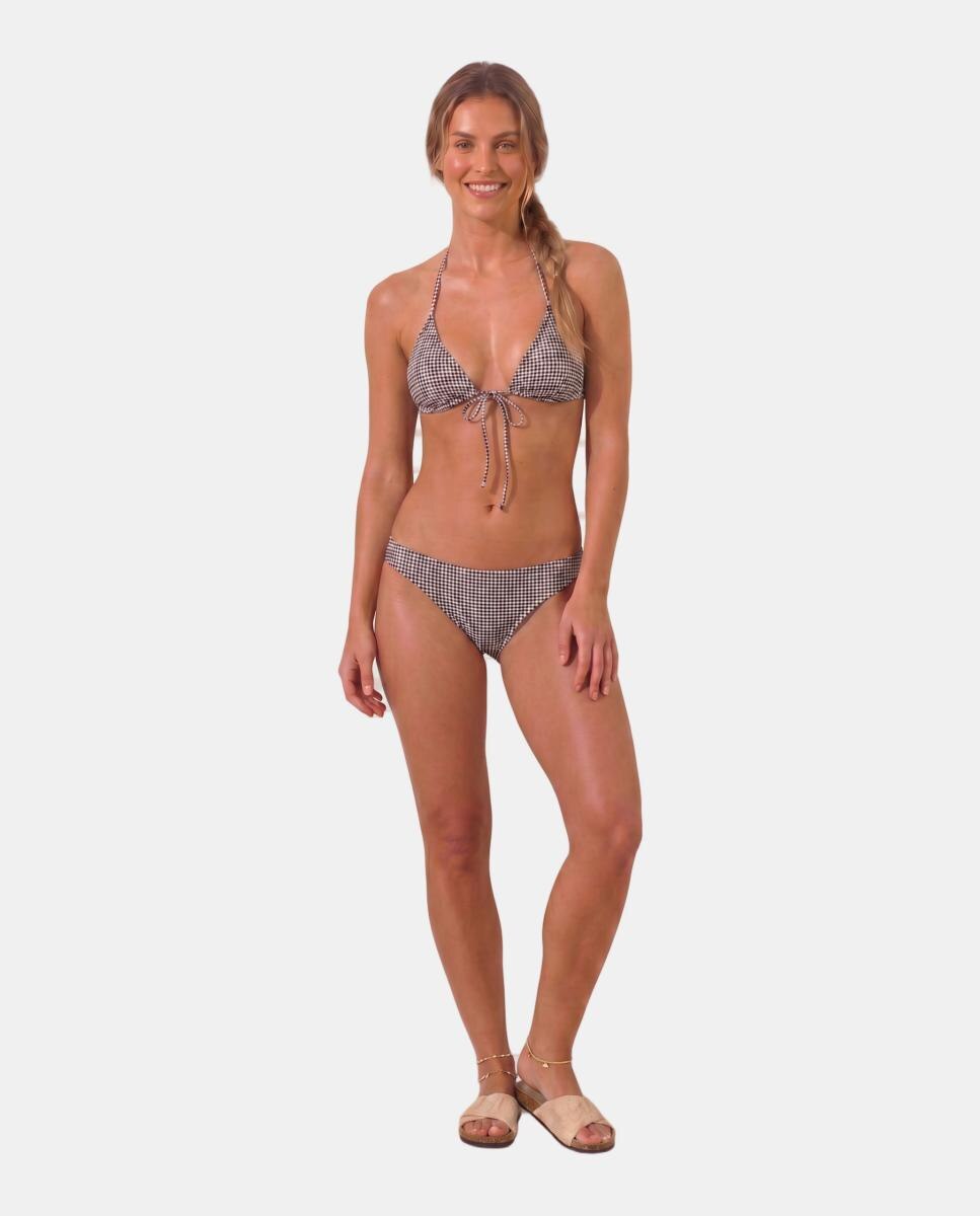 Braguita de bikini de cuadros de vichy de mujer - Pieces - Negro Negro-2