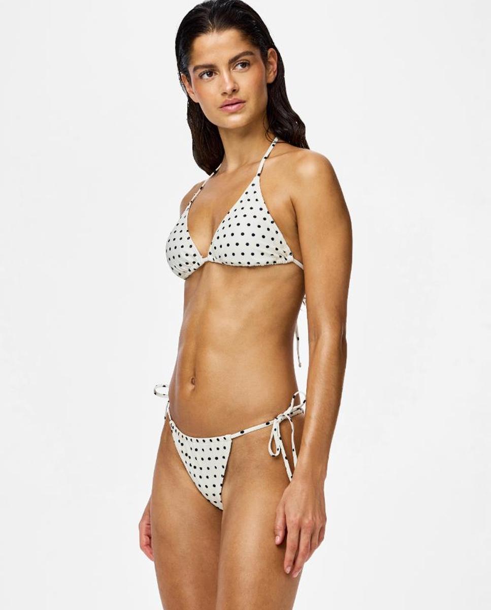 Top de Biquíni com Alças Ajustáveis e Estampado às Bolinhas Branco-2