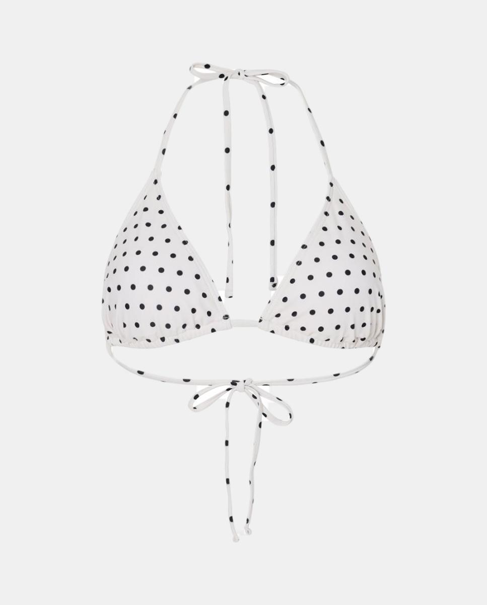 Top de Biquíni com Alças Ajustáveis e Estampado às Bolinhas Branco-5
