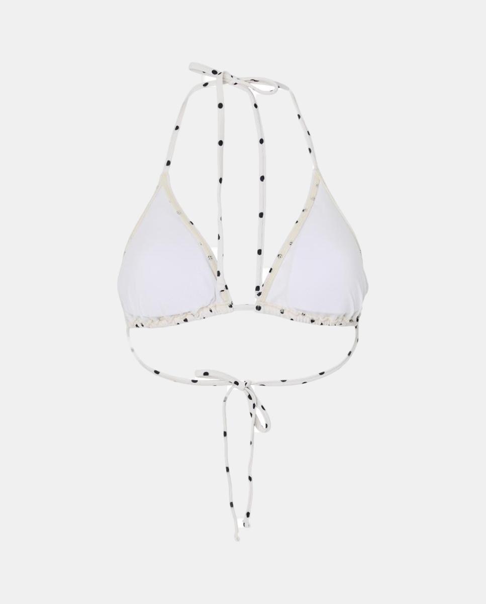 Top de Biquíni com Alças Ajustáveis e Estampado às Bolinhas Branco-6