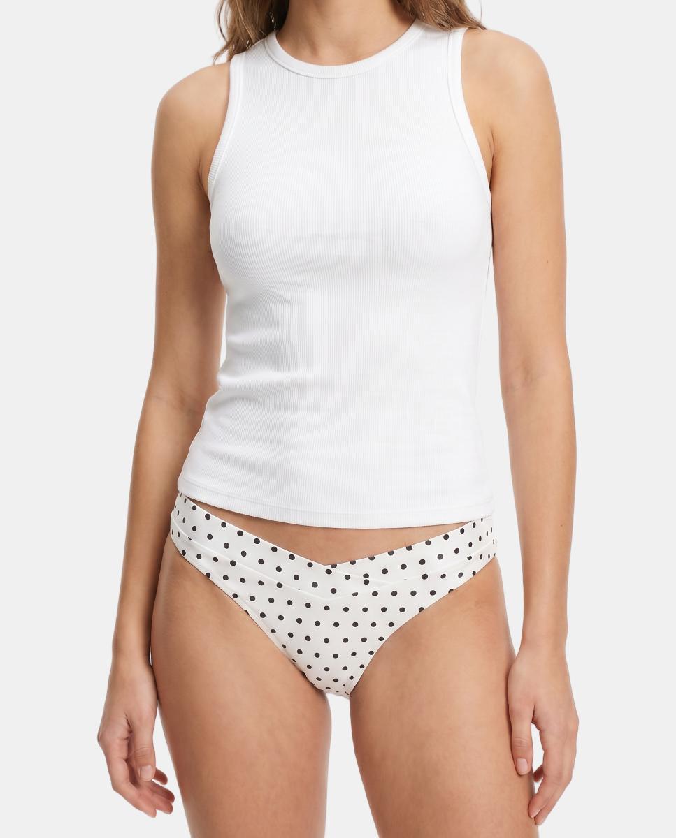 Tanga Tipo Cueca Asa Delta às Bolinhas Branco-1