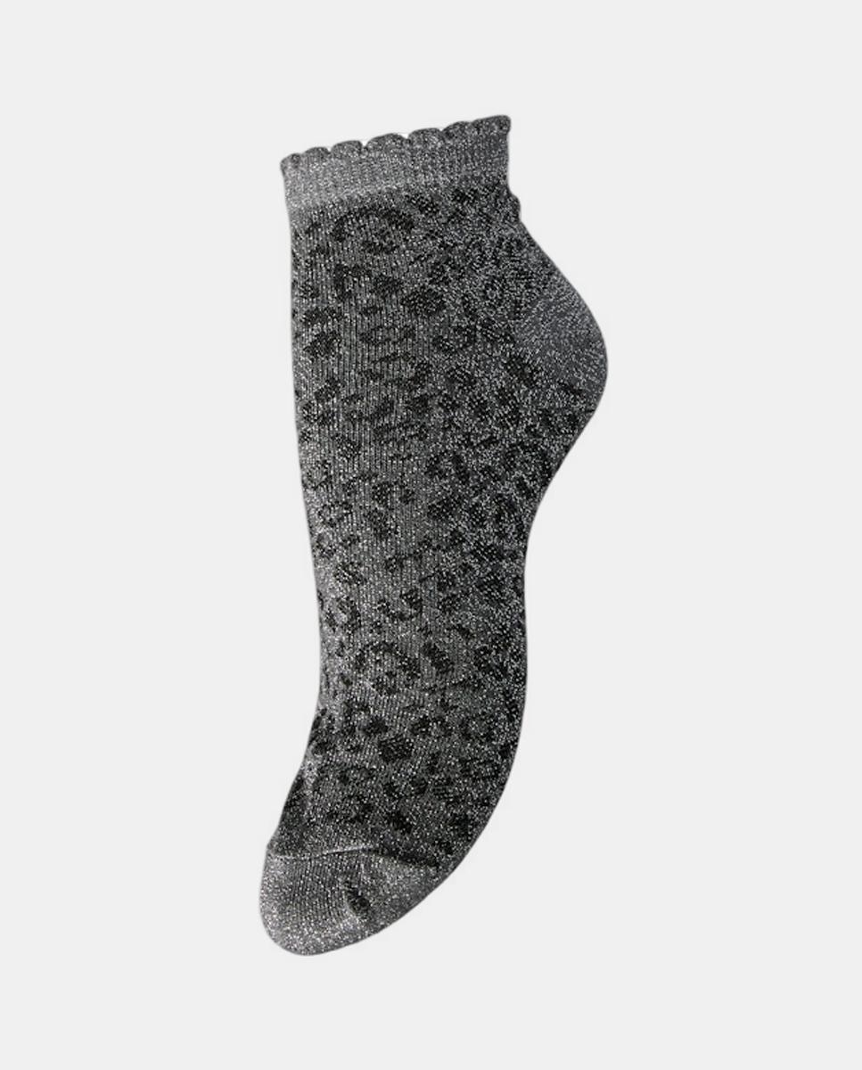 Imagem 0 de Meias Curtas com Animal Print de Leopardo e Fio Metalizado