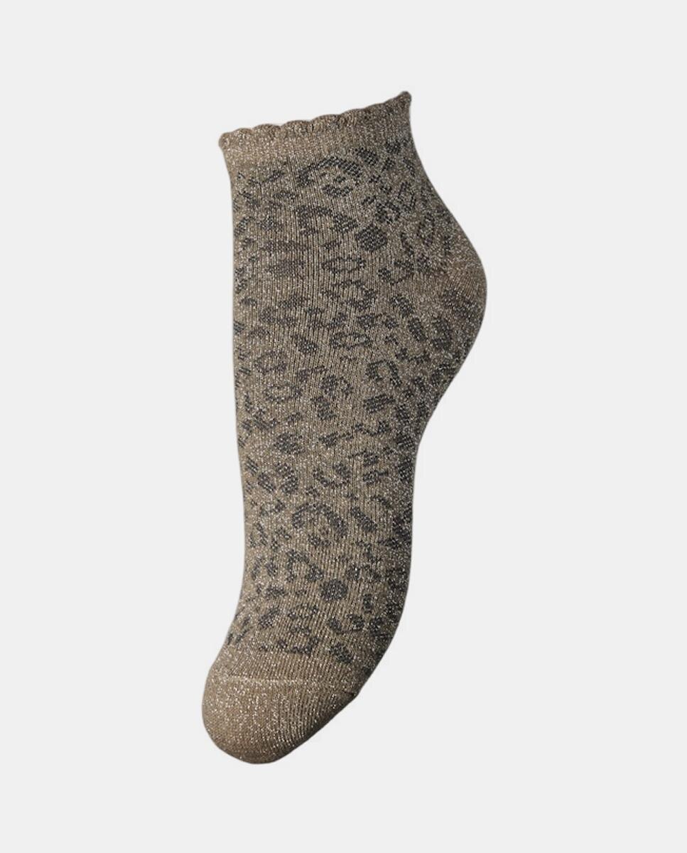Imagem 0 de Meias Curtas com Animal Print de Leopardo e Fio Metalizado