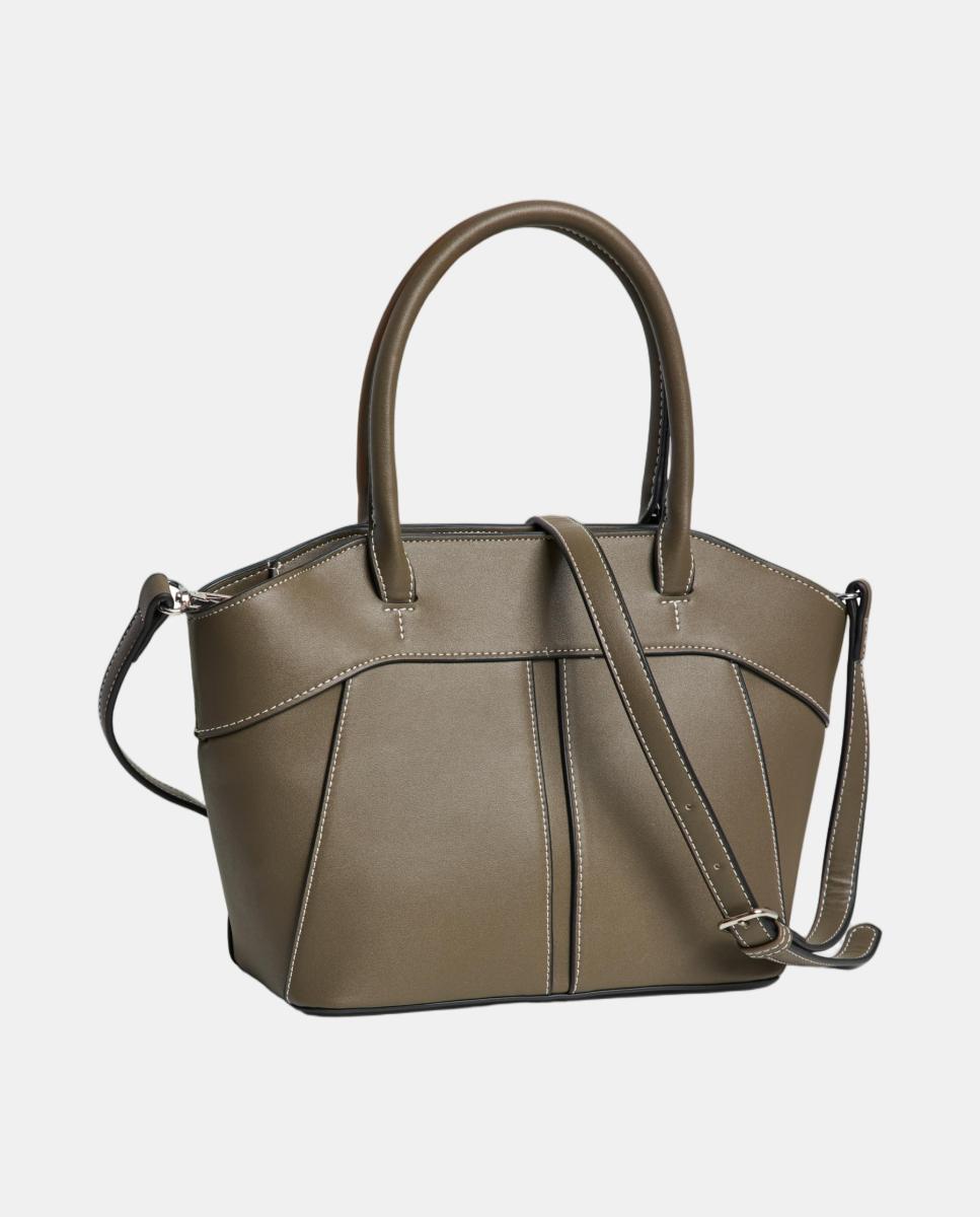 Bolso con doble asa y correa ajustable - Pieces - Marrón Marrón-2