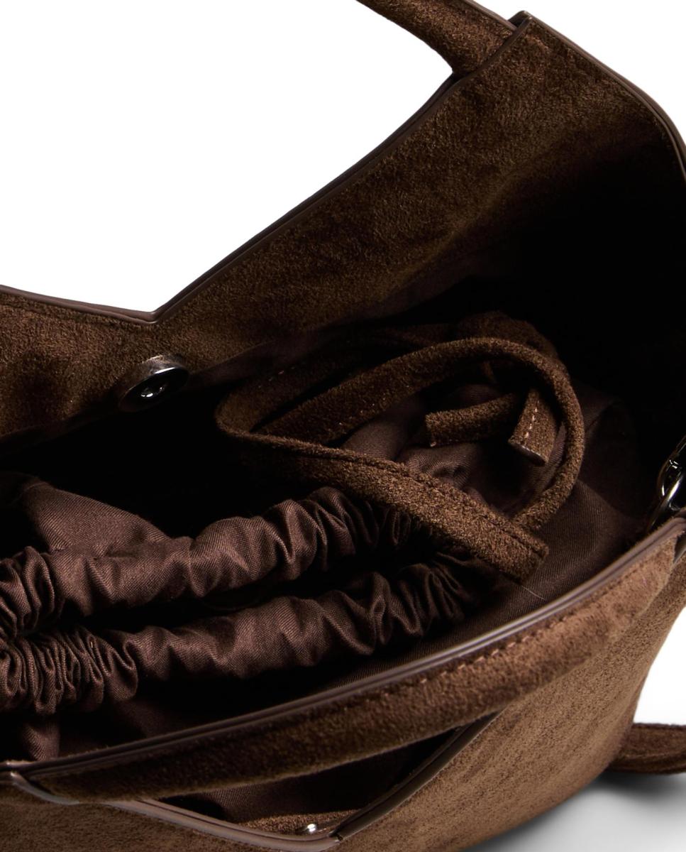 Bolso con doble asa y cierre ajustable - Pieces - Marrón oscuro Marrón oscuro-3
