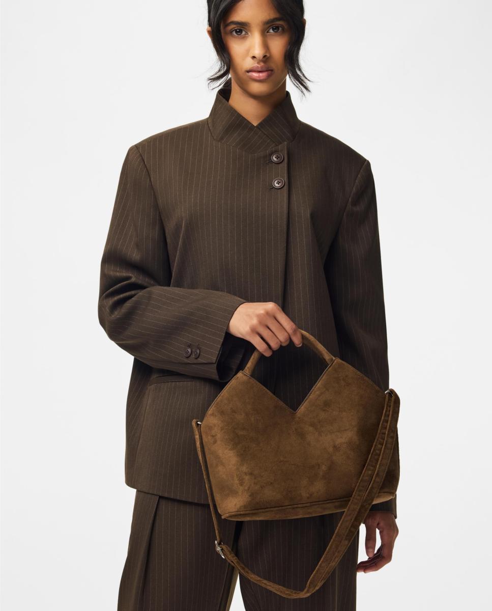 Bolso con doble asa y cierre ajustable - Pieces - Marrón oscuro Marrón oscuro-5
