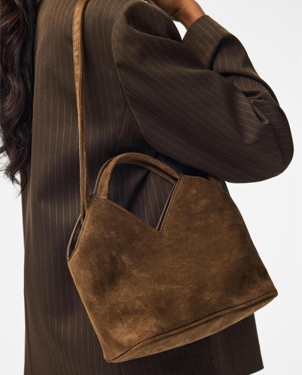 Bolso con doble asa y cierre ajustable - Pieces - Marrón oscuro Marrón oscuro-6