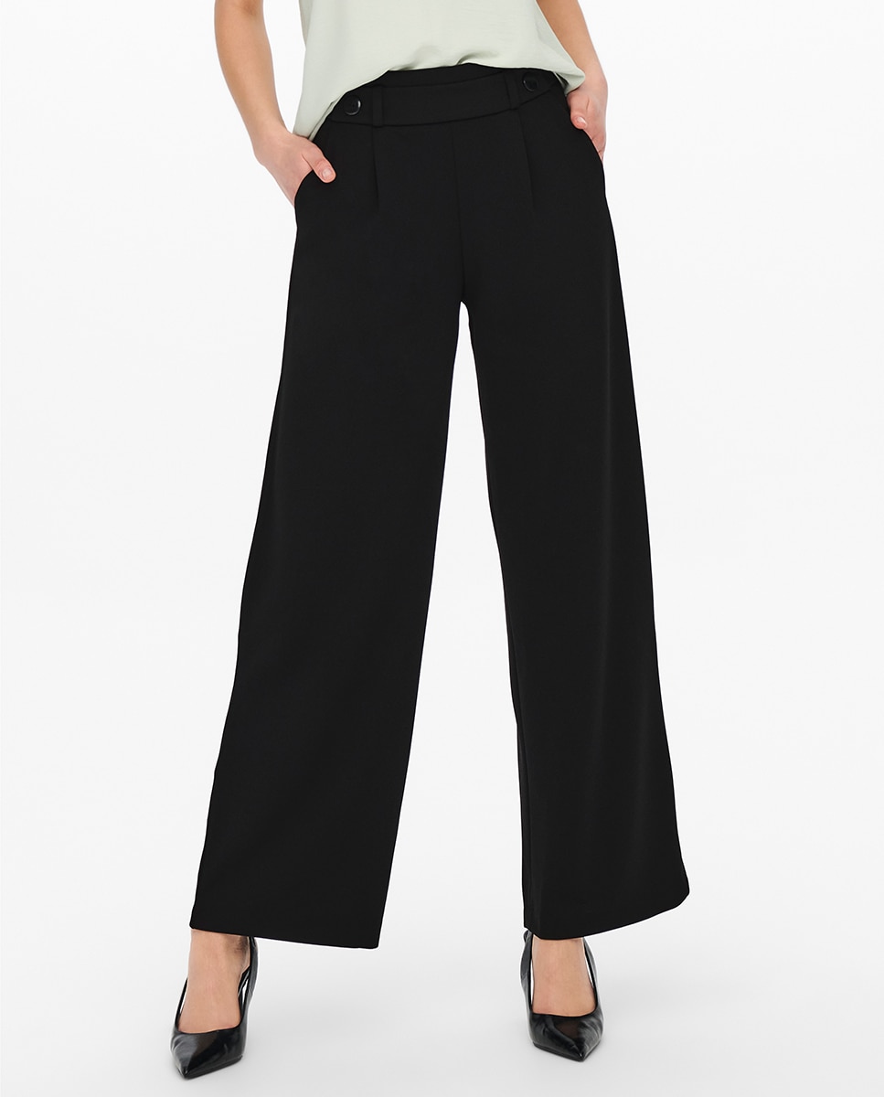 Pantalón de mujer largo de corte ancho - jdy - Marrón Negro-2