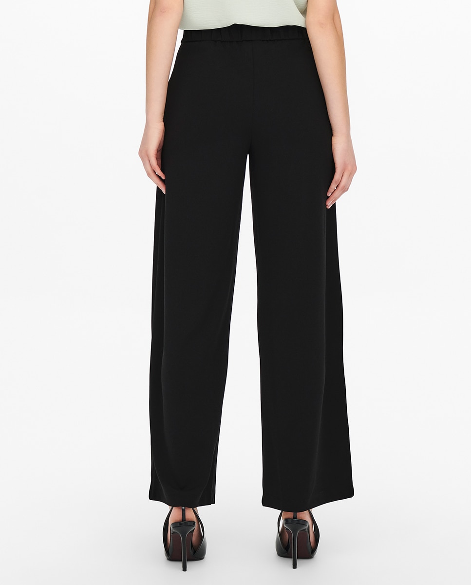 Pantalón de mujer largo de corte ancho - jdy - Marrón Negro-3