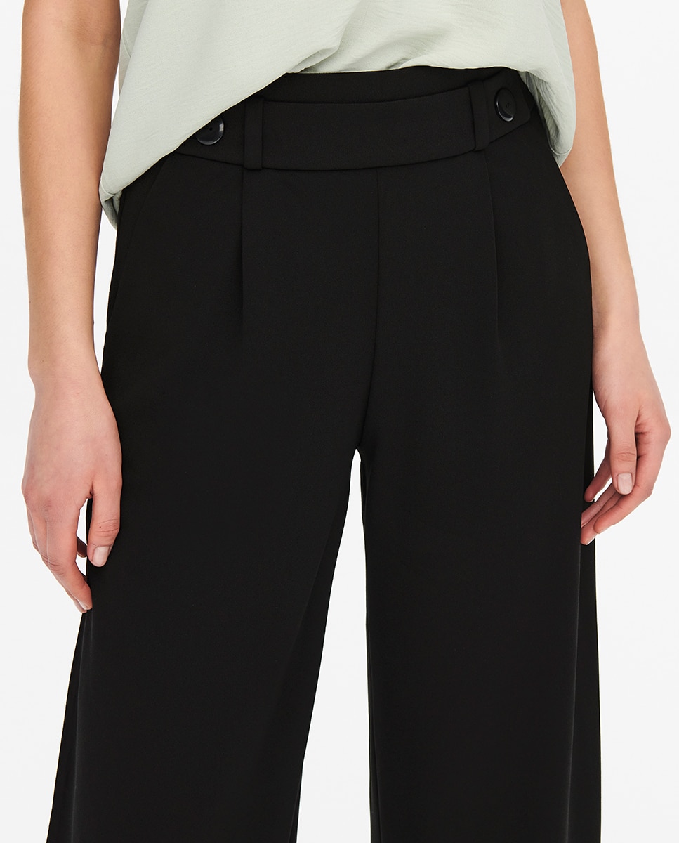 Pantalón de mujer largo de corte ancho - jdy - Marrón Negro-4