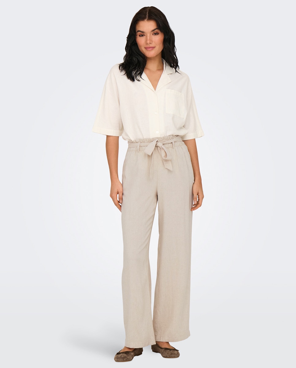 jdy - Pantalón de mujer ancho de tiro alto.