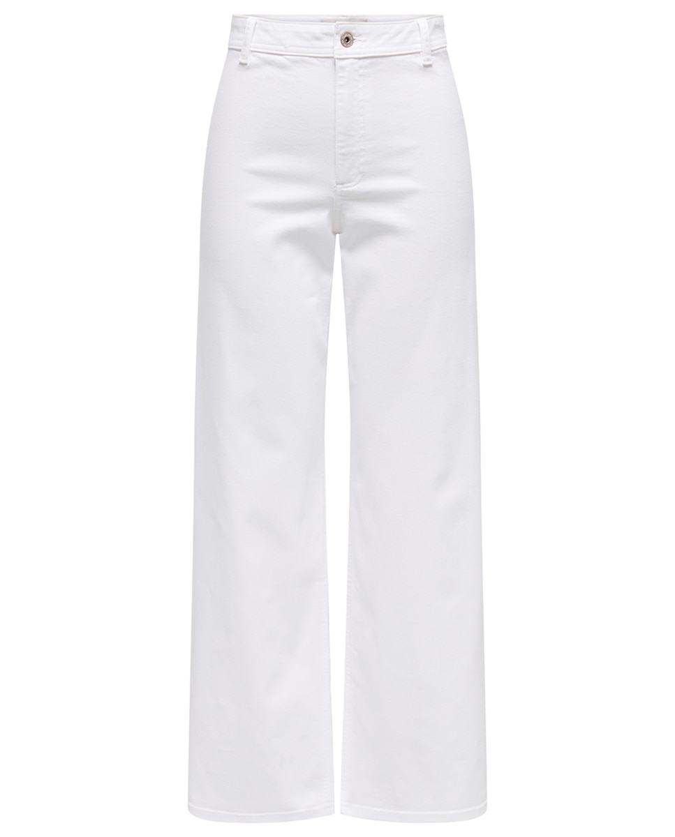 Calças com Fecho de Botão Branco-5