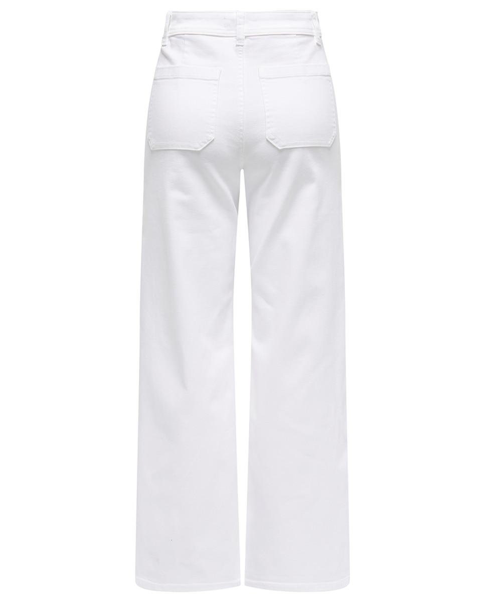 Calças com Fecho de Botão Branco-6