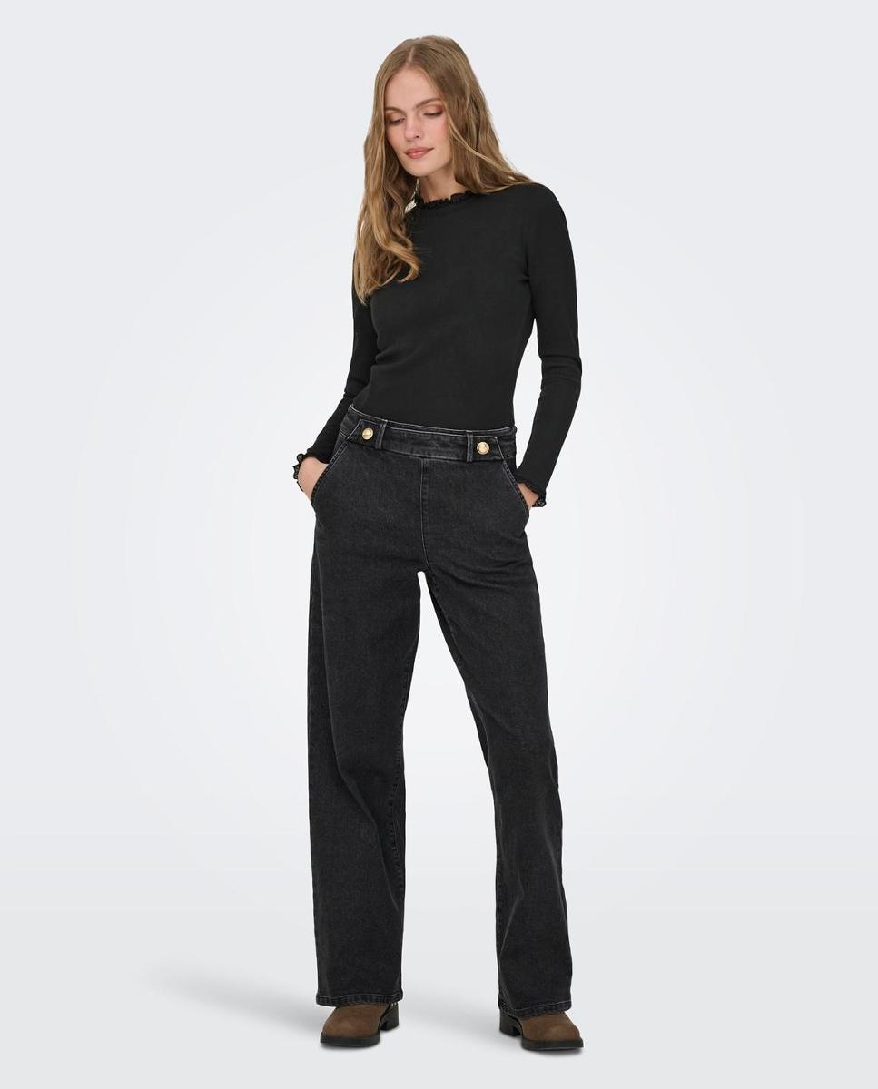 Pantalón vaquero de mujer largo - jdy - Gris oscuro Gris oscuro-1