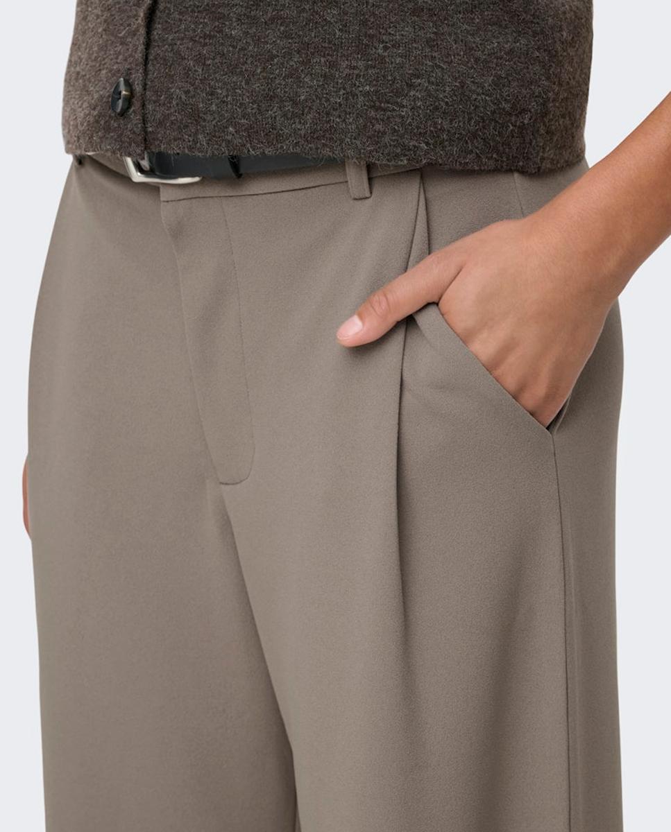 Calças fluidas Taupe-4