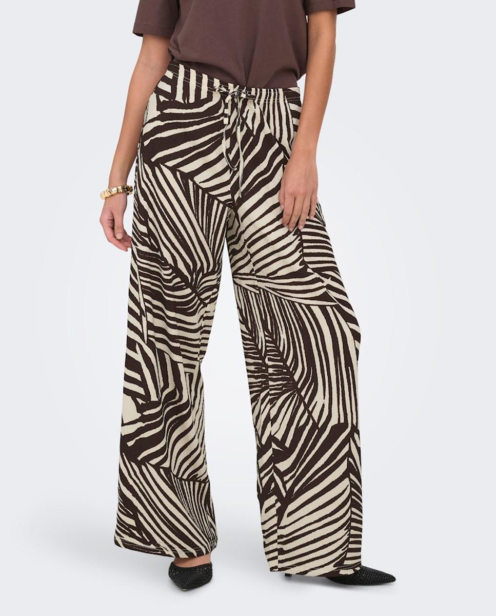 Pantalón largo de mujer estampado con cordón ajustable - jdy - Lana Lana-2